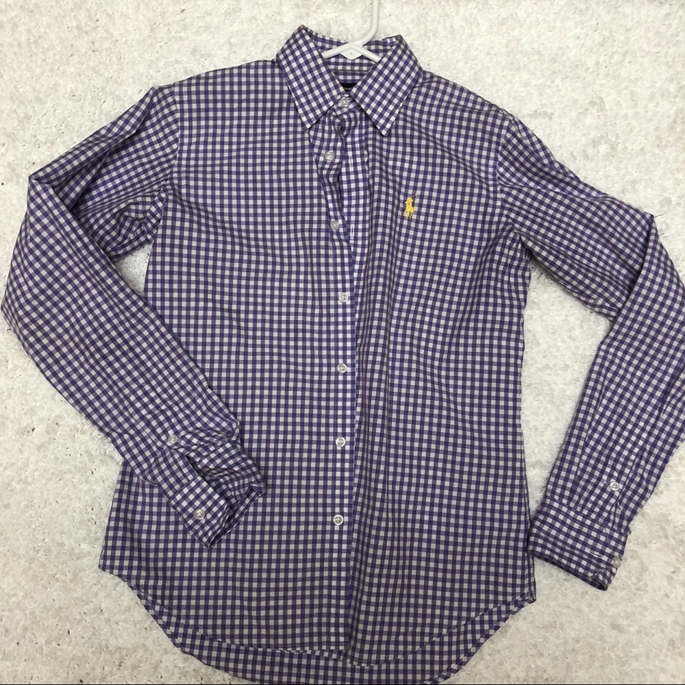 Ralph Lauren size 4 purple and white check shirt